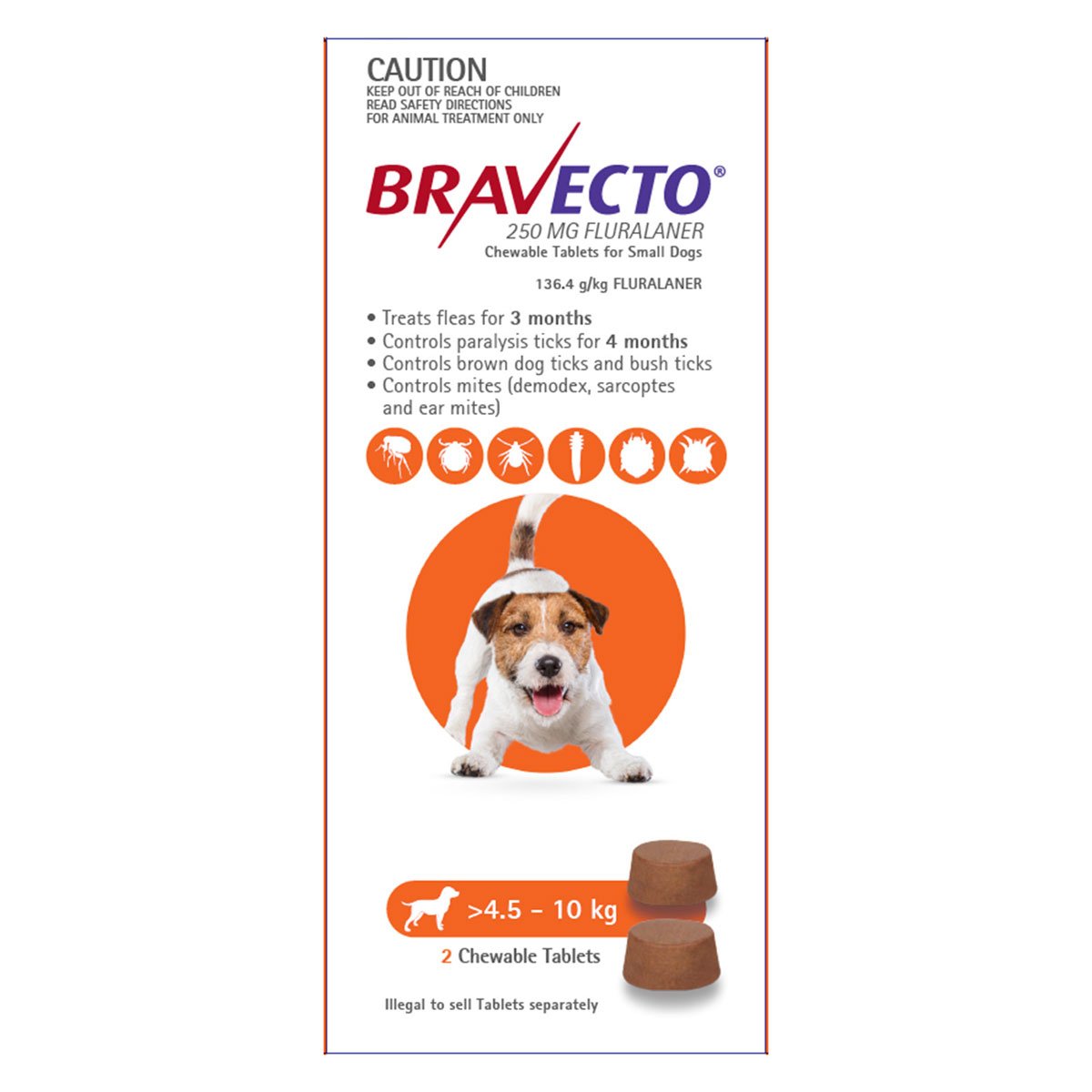 Bravecto 4.5-10kg Dog Flea & Tick Chew 2PK