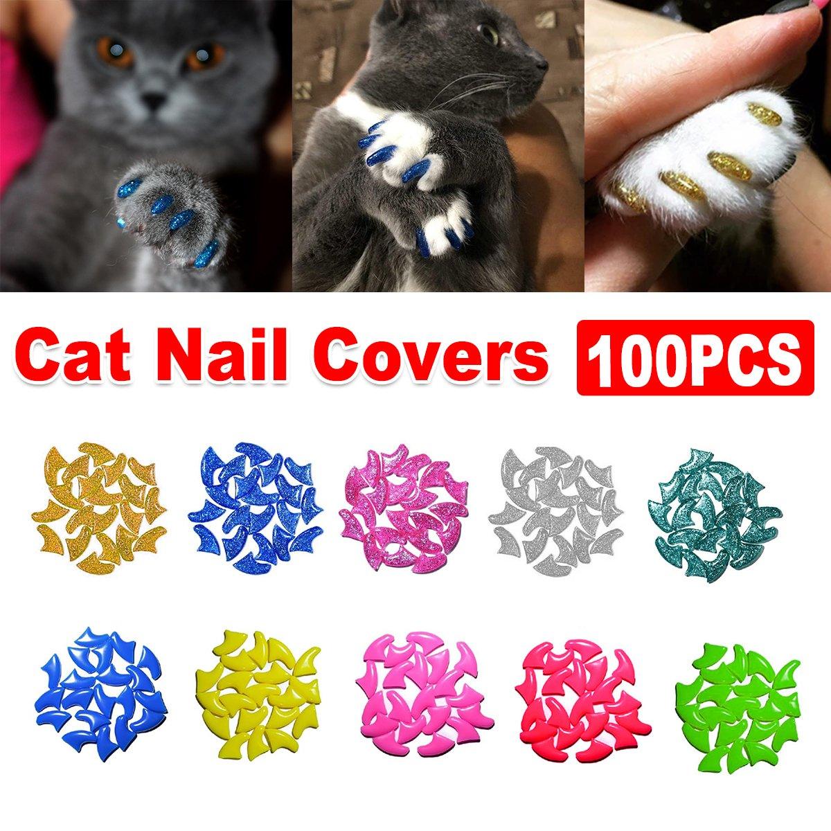 100pcs Cat Nail Caps Anti-Scratch Soft Claw Protectors for All Sizes