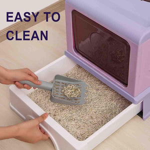 Foldable Enclosed Kitty Litter Box with Drawer for Cats