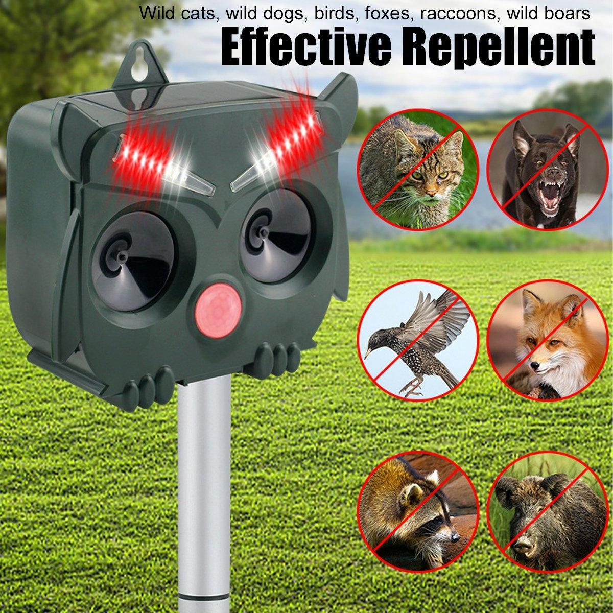 Solar Powered Ultrasonic Bird Repeller Outdoor Animal Deterrent Garden Device