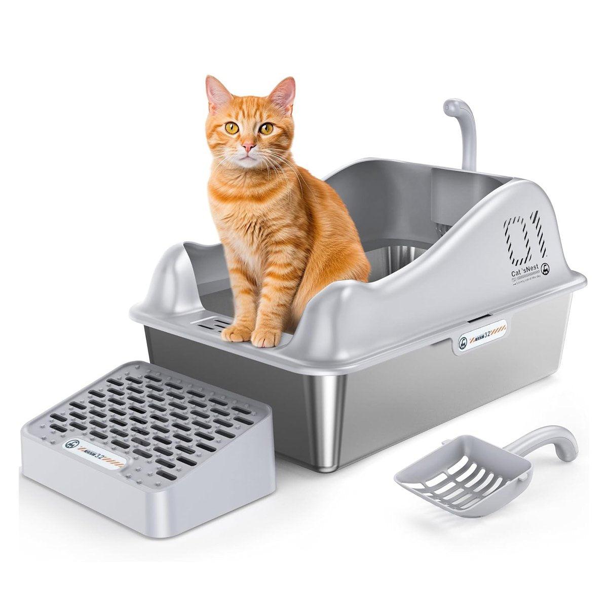 Stainless Steel Large Cat Litter Box Durable & Easy to Clean Design