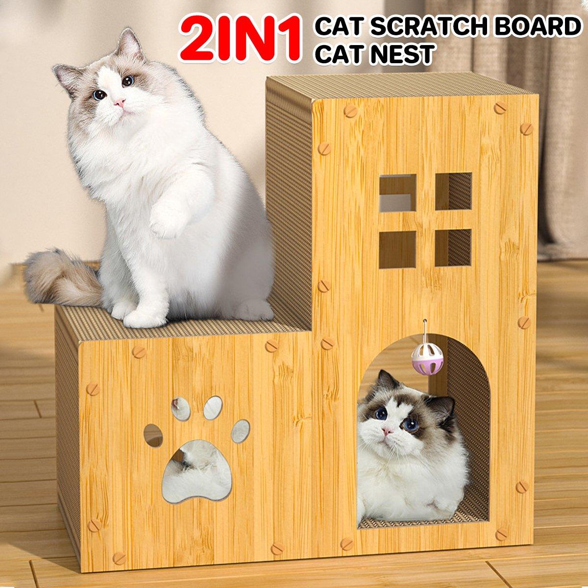 Multi-Function Cat Villa Double-Layer Cat House with Scratching Post