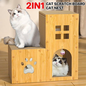 Multi-Function Cat Villa Double-Layer Cat House with Scratching Post