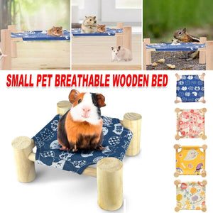 Stylish Wooden Small Pet Bed with Breathable Fabric