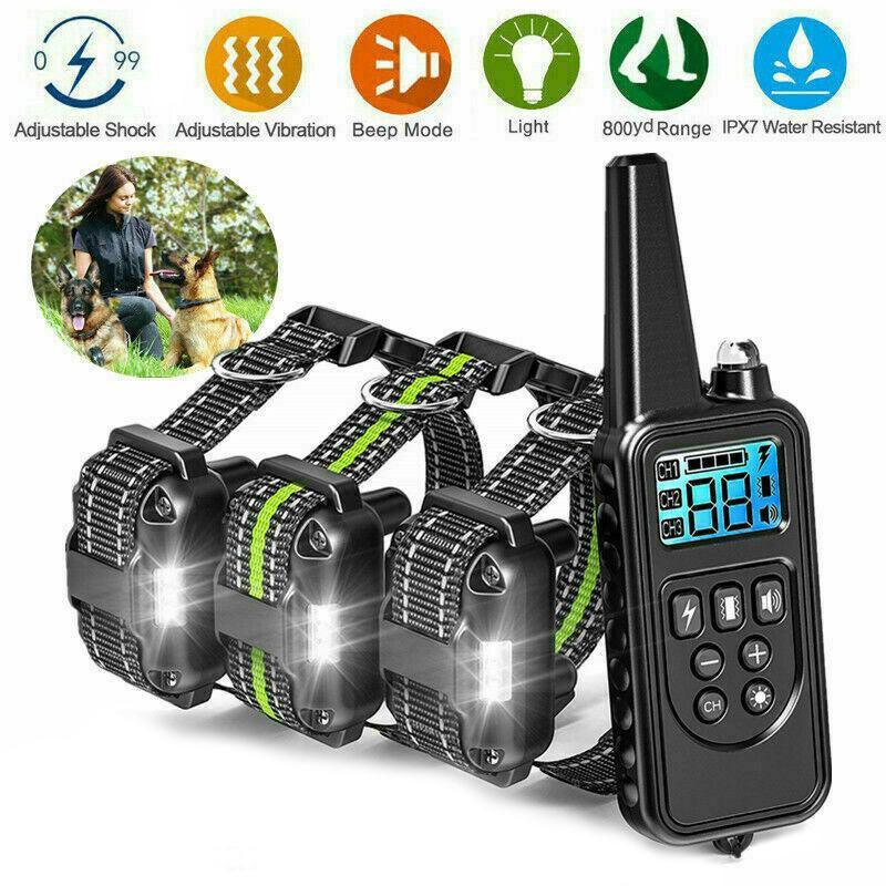 Electric Dog Pet Training E-Collar Obedience Rechargeable Remote Control 800M