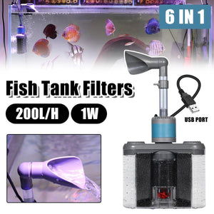 Aquarium Six in One Filter Reverse Air Lift Suction Aeration Wave Maker System