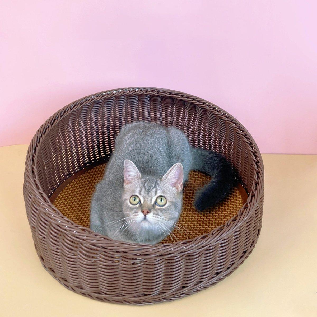 Rattan Cat Bed Open Cat House Summer Bed for Cats Pet Supplies