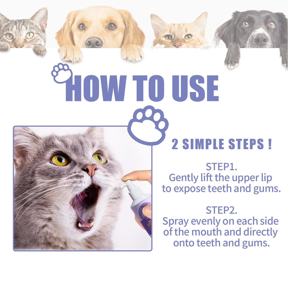 Pet Dental Spray for Dogs and Cats Breath Freshener Odor Remover Oral Cleaner