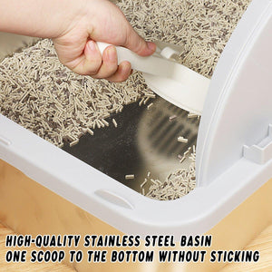 Durable Stainless Steel Litter Box with Flip Cover