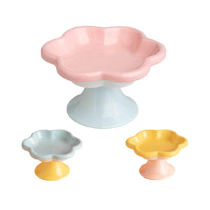 Elevated Ceramic Cat Bowl  Anti-Knock Flower-Shaped Dish for Cats & Small Pets