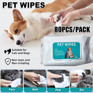 Pet Ear Cleaning Wipes for Dogs and Cats - Gentle and Alcohol-Free