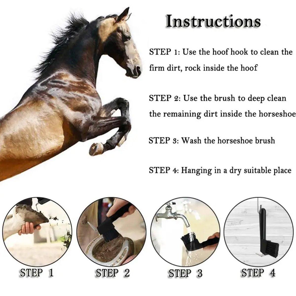 Horseshoe Cleaning Hook Brush Equestrian Horse Hoof Care