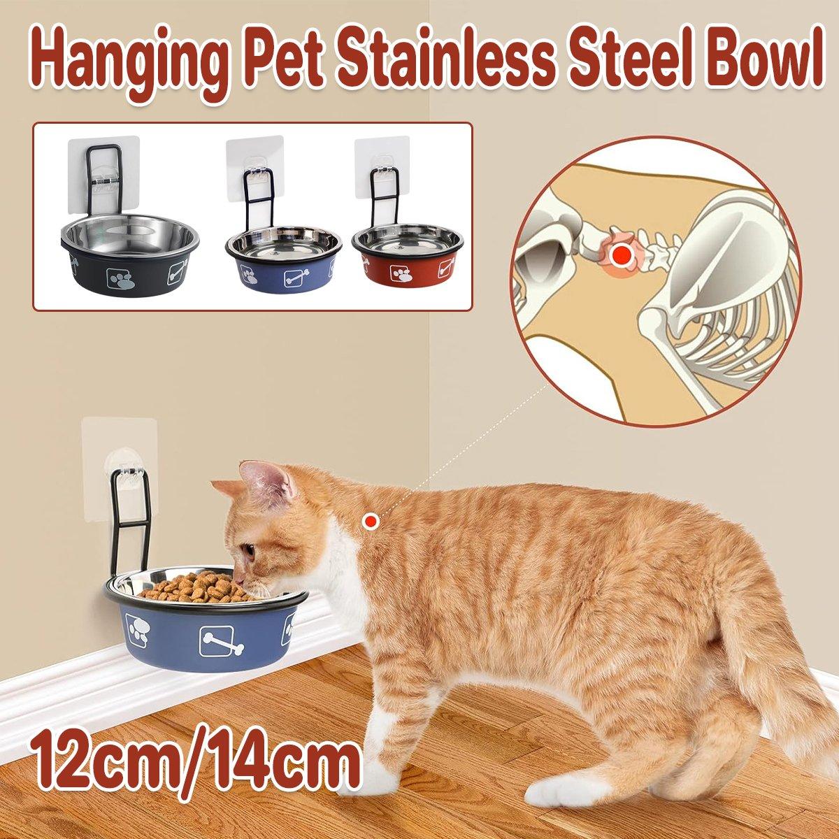 Wall-Mounted Stainless Steel Pet Bowl for Cats and Small Dogs Durable & Stylish