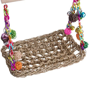 Bird Toy Parrot Toy Hammock Swing Rattan Ball Color Chain Double Layer Swing