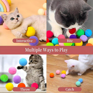 Cat Ball Gun Interactive Toy with 100pcs Colourful Stretch Plush Pom Pom Ball