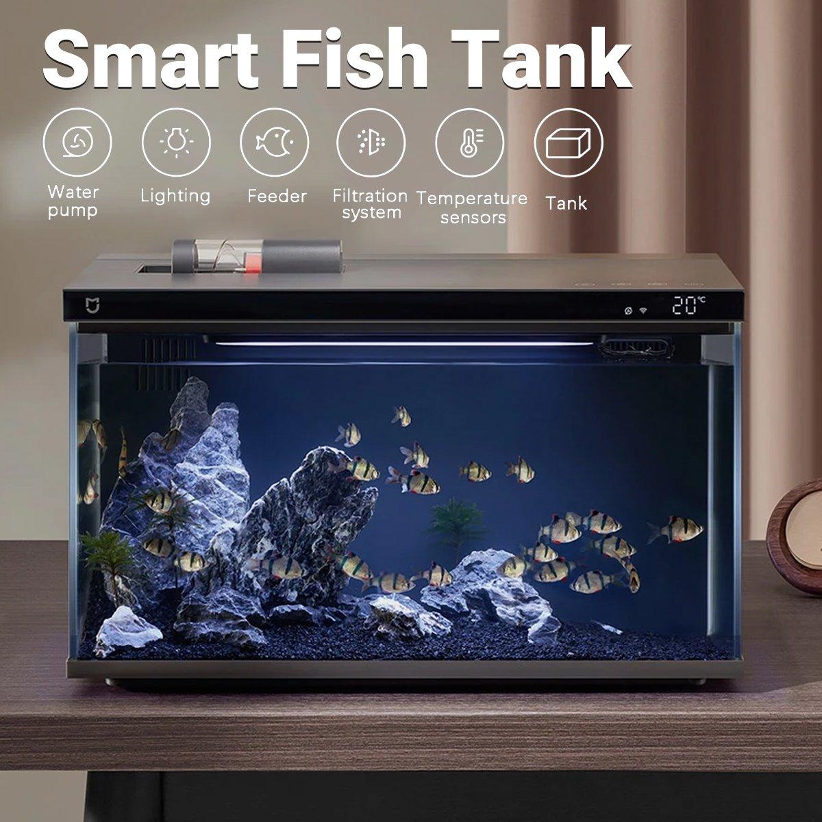 Smart Remote Control Fish Tank with Automatic Feeding for Living Room Aquarium