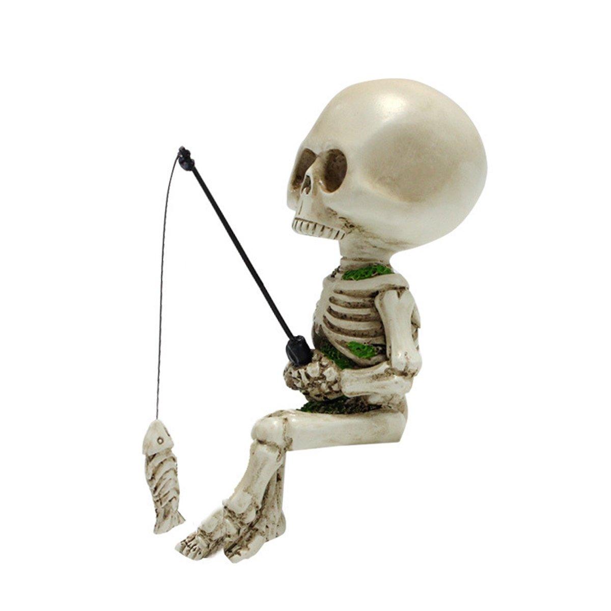 Skull Fishing Resin Ornament