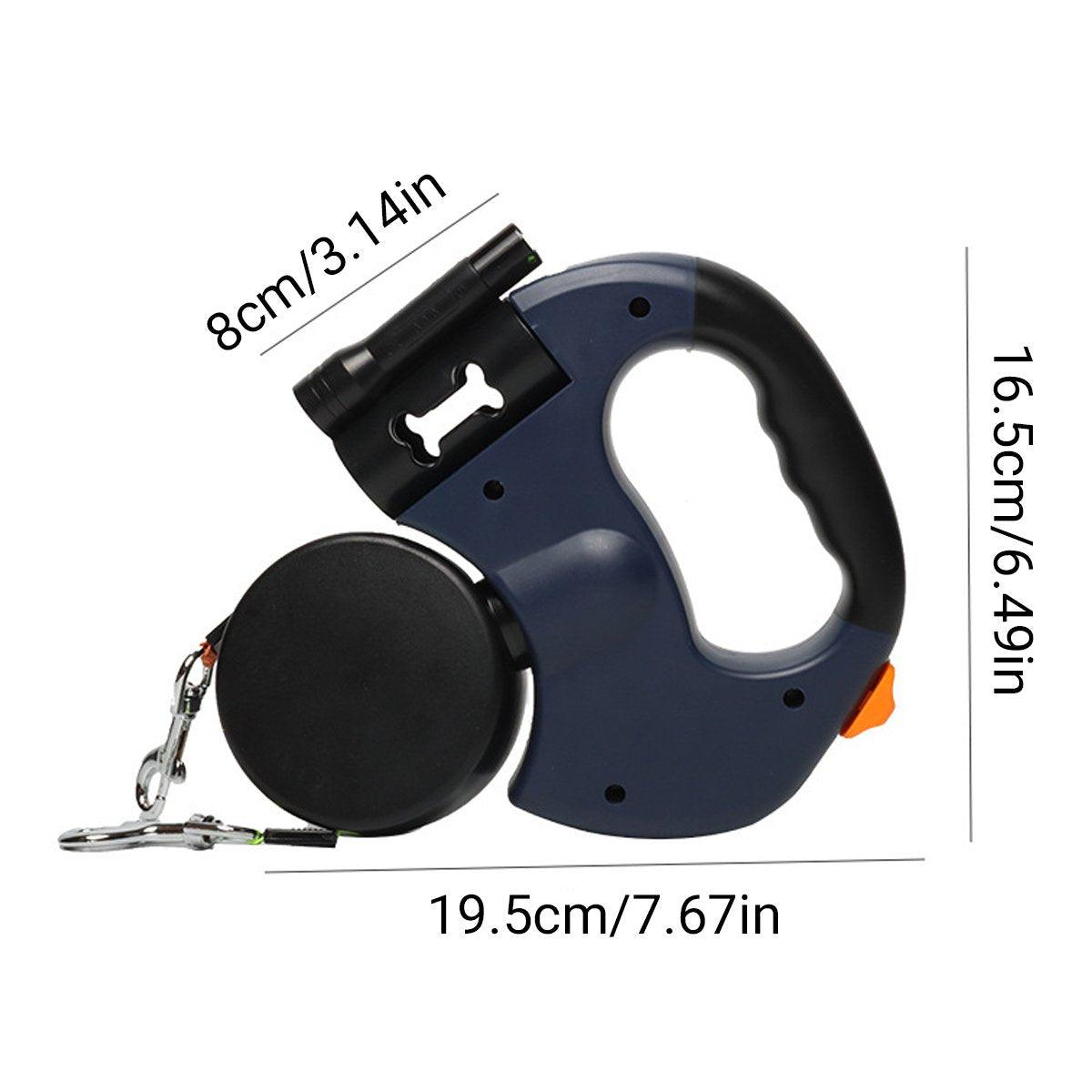 Dual Retractable Dog Leash with 360° Swivel and LED Flashlight