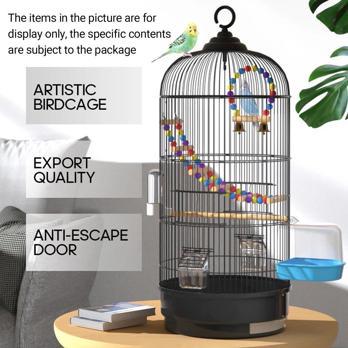 Round Bird Cage Metal Cage Large Pet Birdcage Indoor Outdoor Parrot Hamster