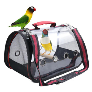 Portable Pet Bird Parrot Carrier Transparent Breathable Travel Cage