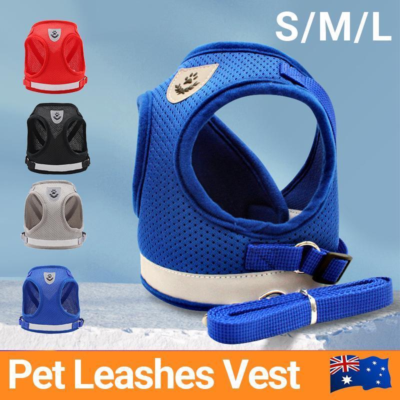 Reflective Dog Cat Pet Harness Leash Puppy Soft Adjustable  Vest Mesh Clothes