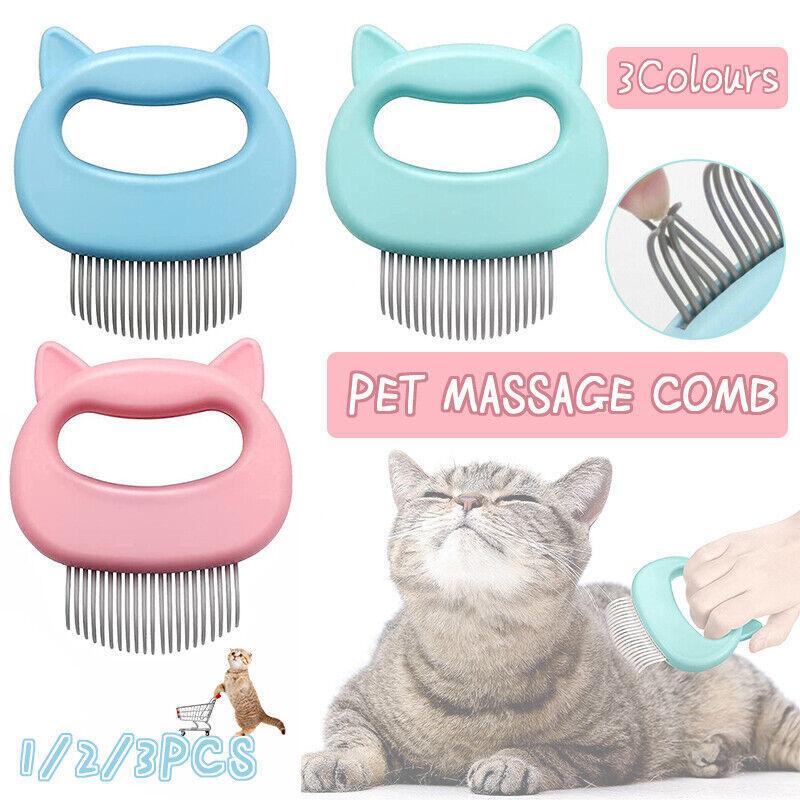 1-3xRelaxing Cat Comb Massager Pet Grooming Brush Dog Hair Removal Open KnotTool