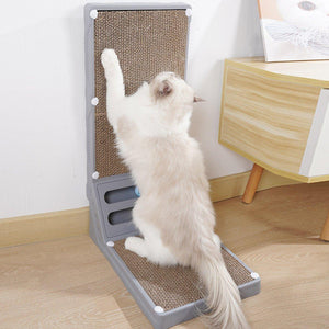 L-Shaped Cat Scratch Board Durable Scratcher with Ball Tracks