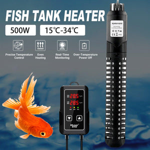 500W Fish Tank Heater with Adjustable Thermostat for Freshwater and Saltwater Tanks