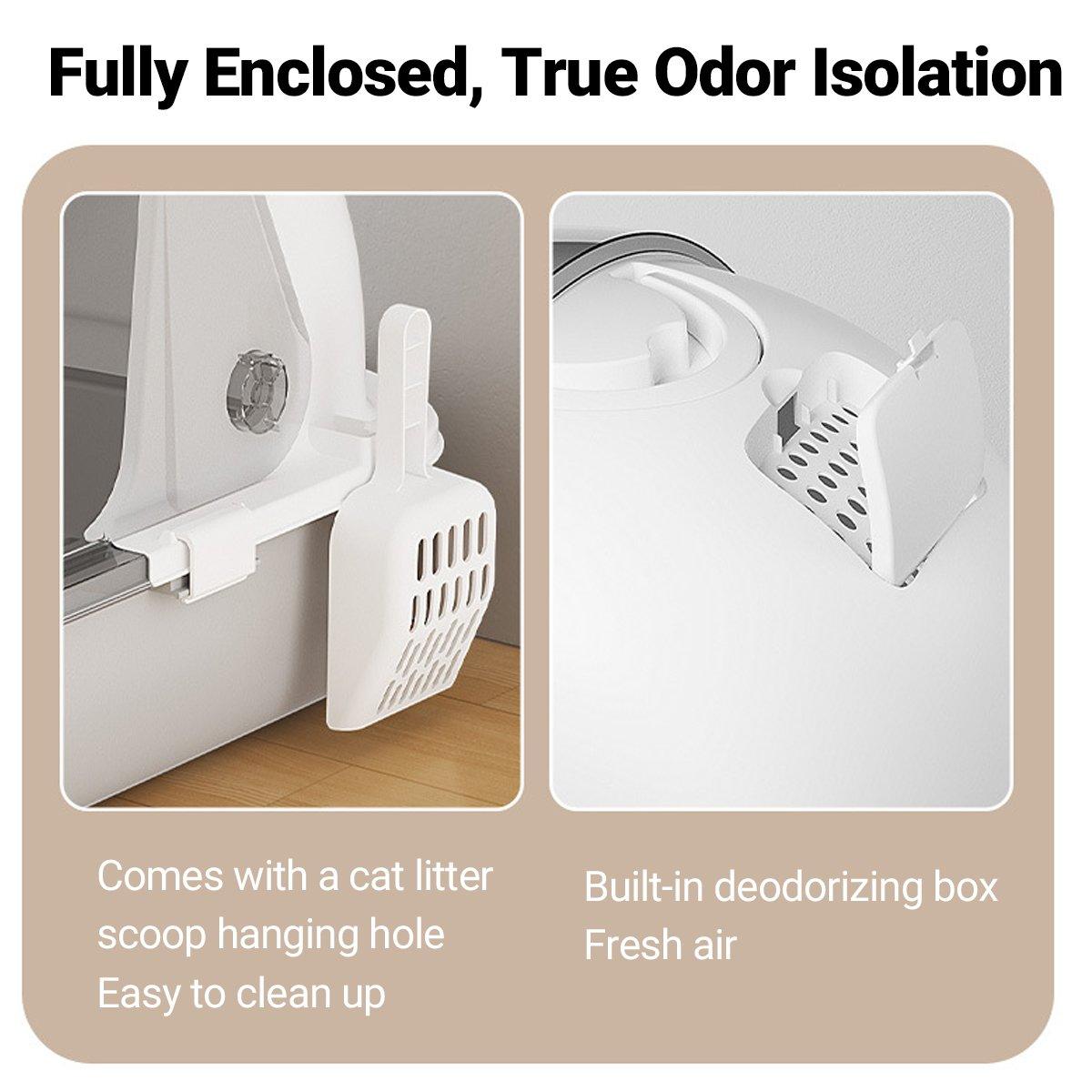 Cat Litter Box Oversized Fully Closed Cat Toilet Odor-proof