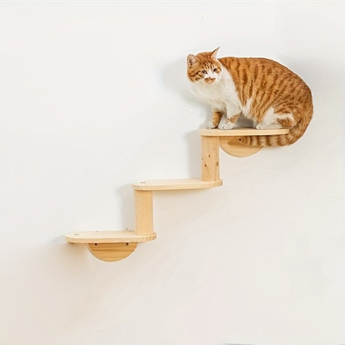 Solid Wood Wall-Mounted Cat Climbing Tree Space-Saving Cat Playground