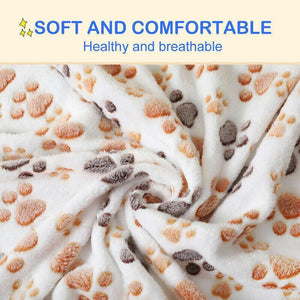 Soft Fleece Pet Blanket with Paw Print - Dog Cat Bed Cushion in S/M/L