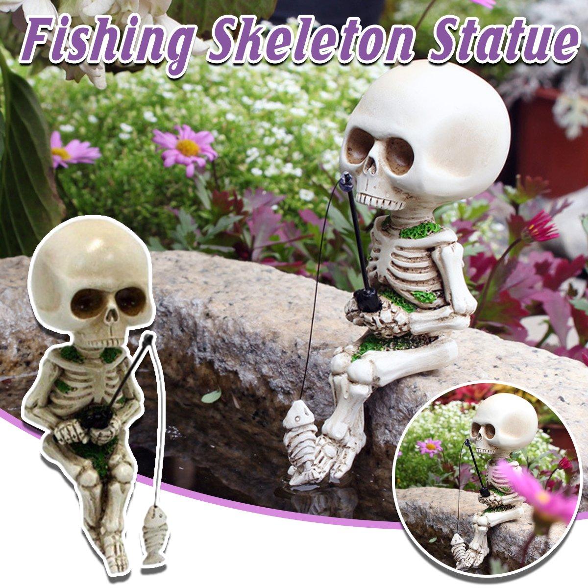 Skull Fishing Resin Ornament