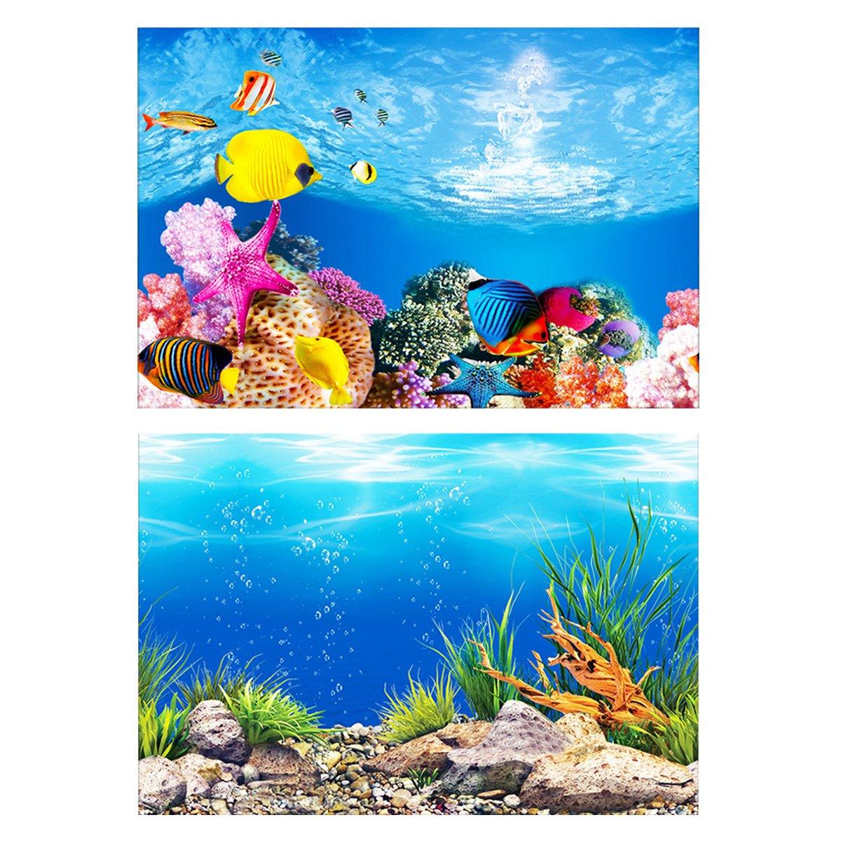 Double-Sided 3D Fish Tank Background Realistic PVC Aquarium Décor