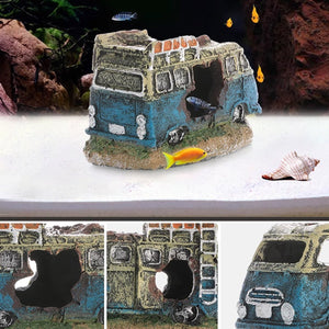 Aquarium Rocks Aquarium Decoration Resin Car Wreck Fish Shrimp Escape House