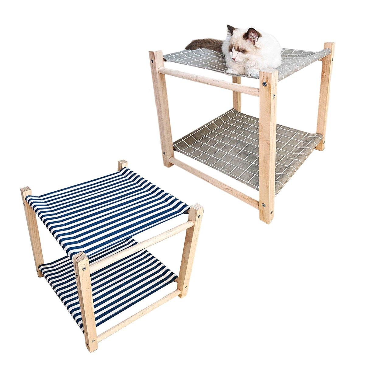 Solid Wood Dual-Layer Cat Hammock Cat Bed