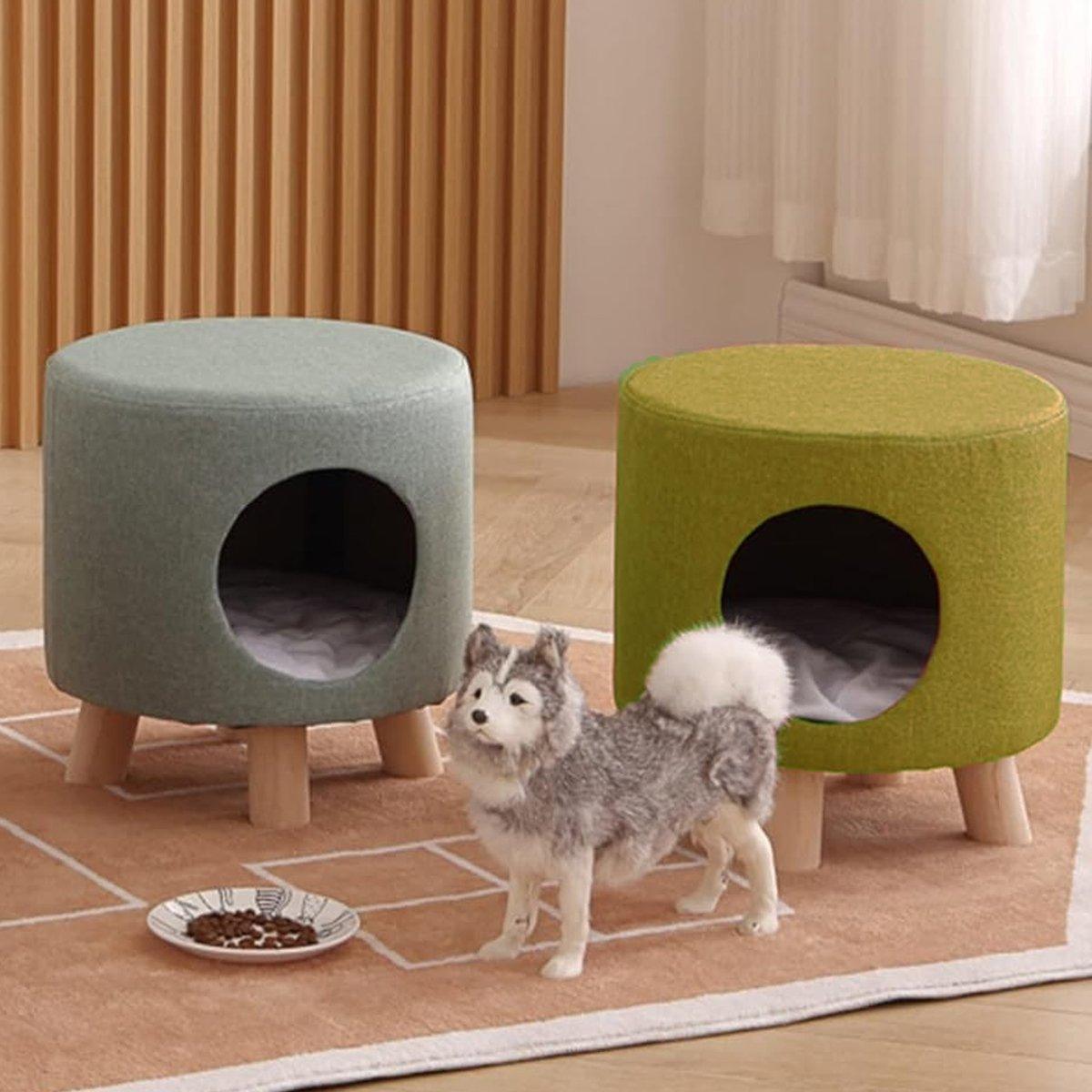 Wooden Cat Stool House Bench Pet Furniture Comfortable Cat Bed for Rest and Play