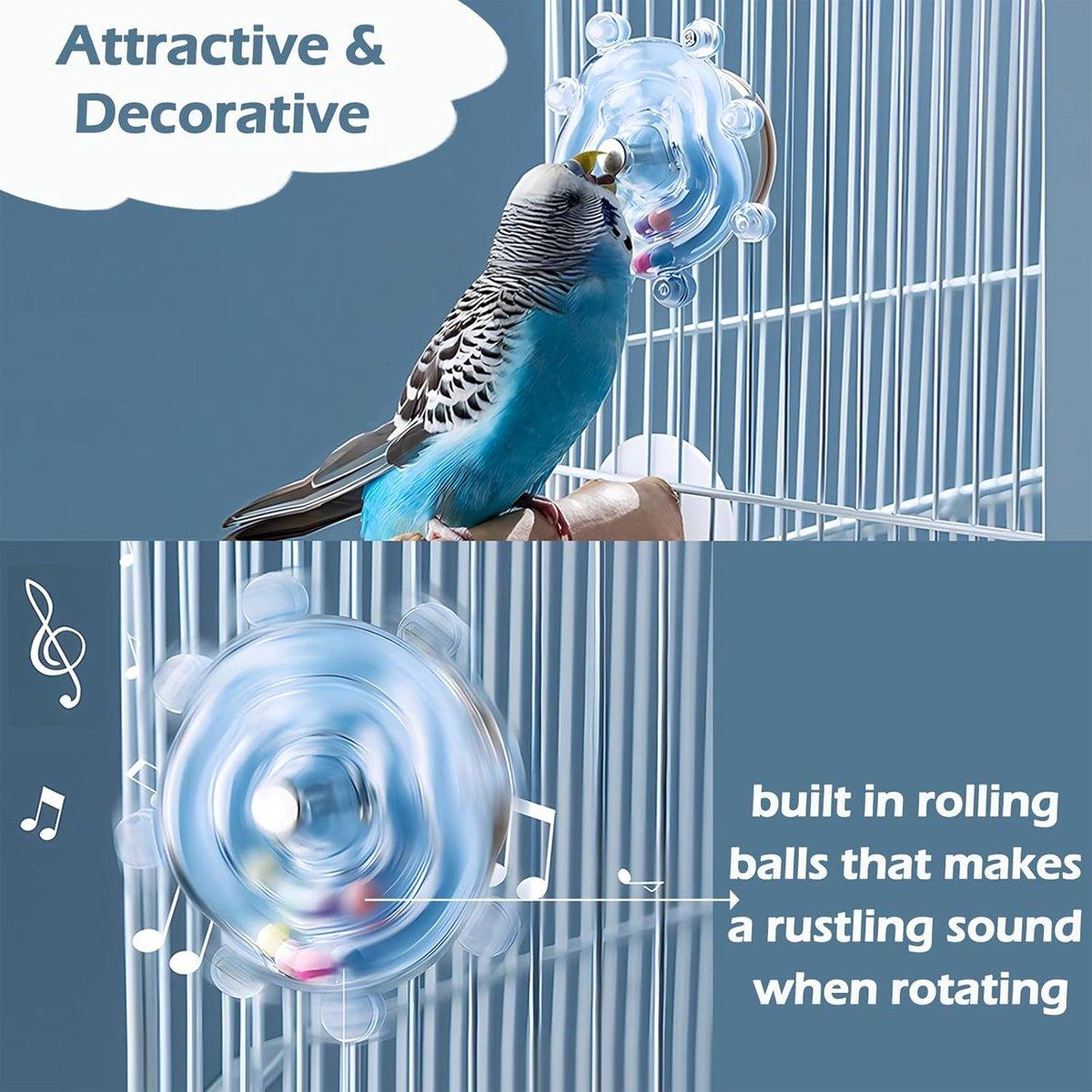 Colorful Rotating Bird Cage Toy Interactive Chewing Toy with Sound for Parrots