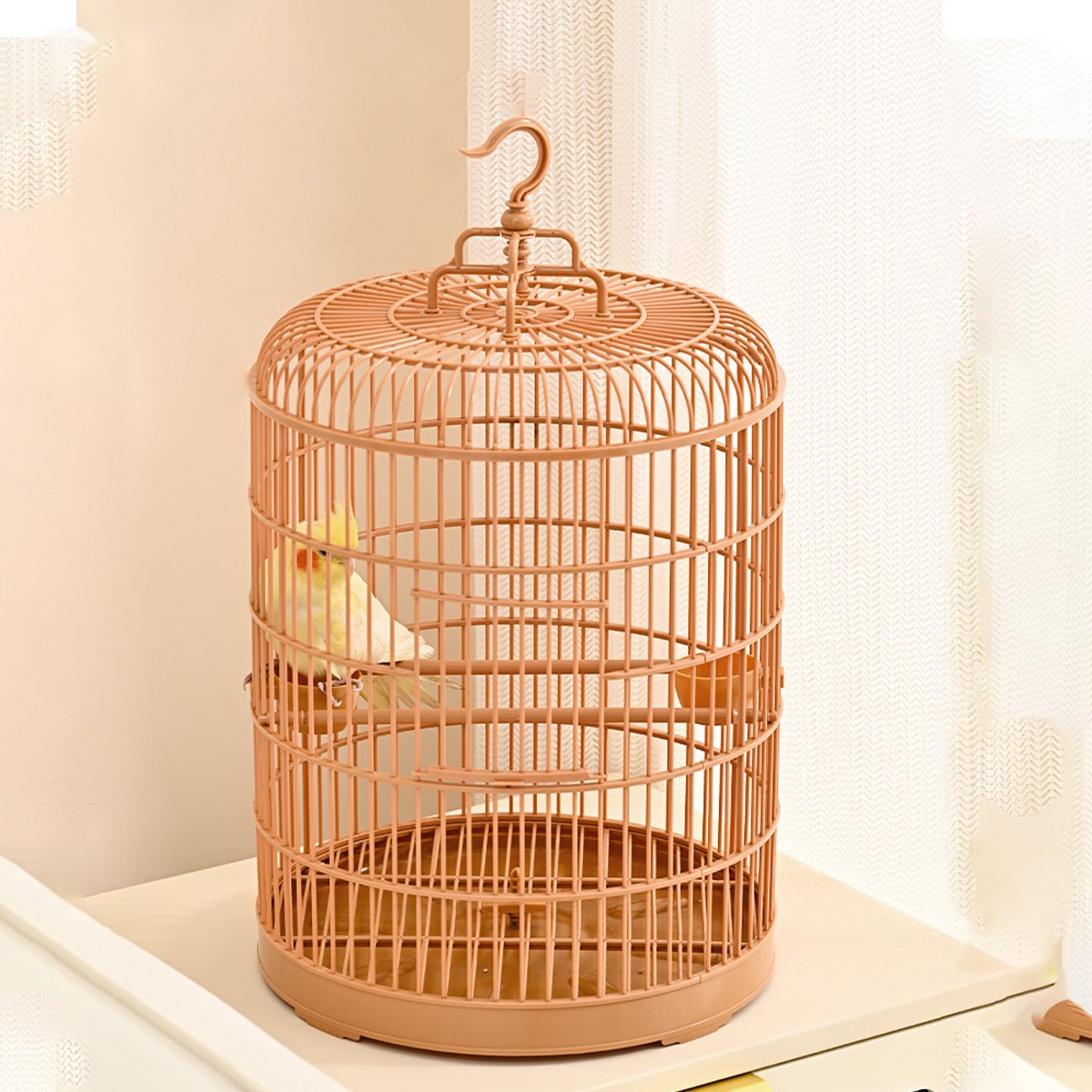 Elegant Portable Luxury Bird Round Cage for Small to Medium-Sized Birds