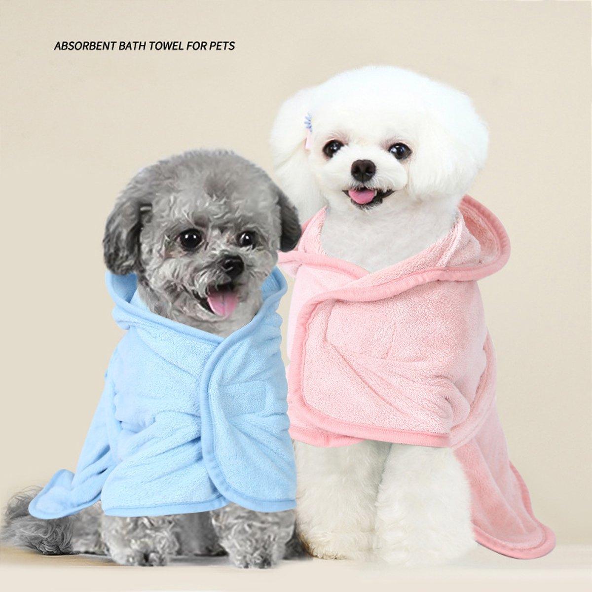 Pet Towel Bathrobe for Dogs and Cats, Soft and Quick Drying Dog Robe Towel