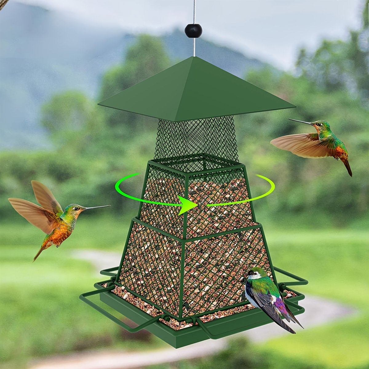 Durable Hanging Bird Feeder with Locking Lid & 360° Perch