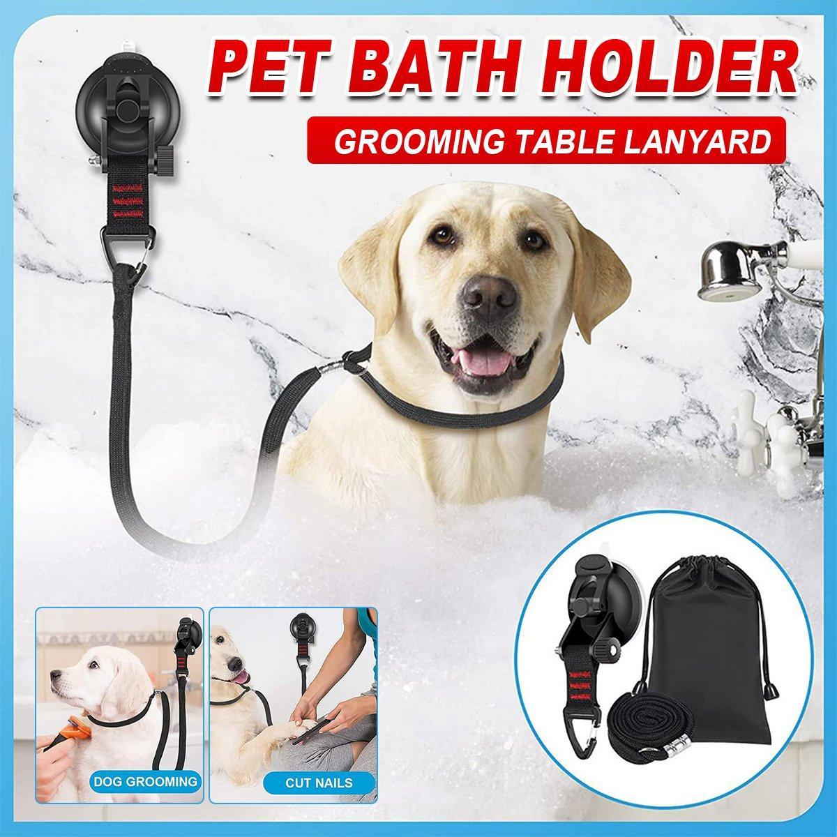 Pet Bath Holder with Suction Cup and Grooming Table Lanyard