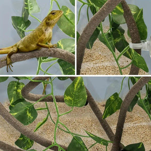 Reptile Climbing Branch with Suction Cups Realistic Jungle Decor for Terrariums