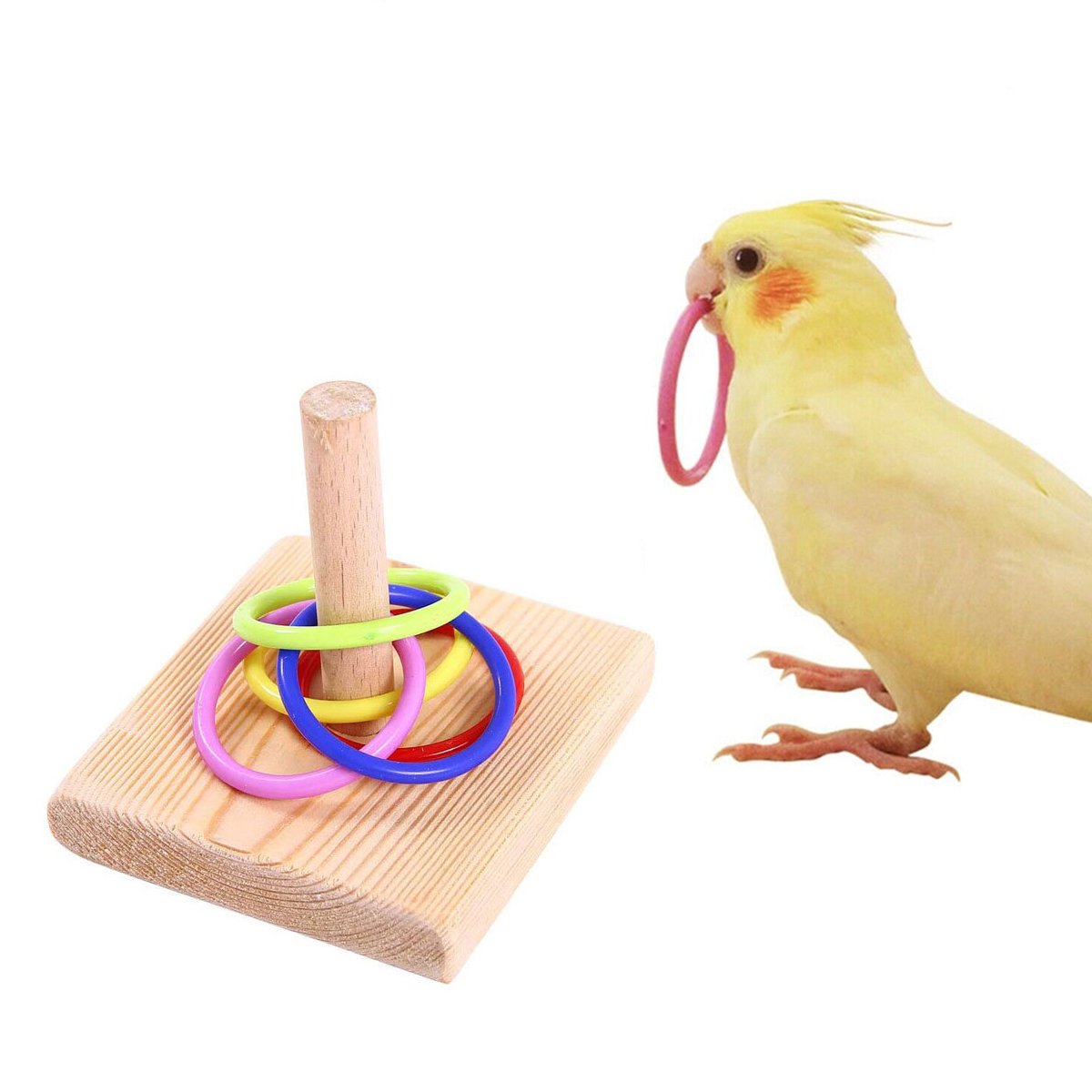 Parrot Chew Toys Interactive Bird Training Rings Set Pet Bird Intelligence Toys