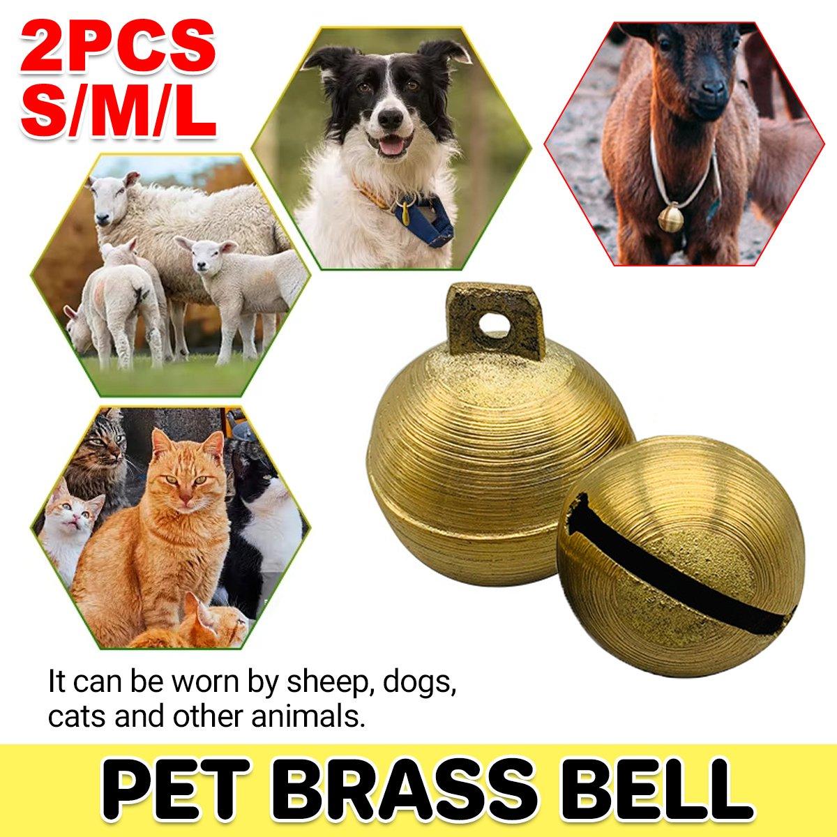 2PCS Durable Brass Animal Bells Loud Tracking Bells for Cows Dogs & Pets