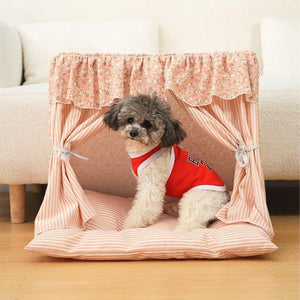 Semi-Closed Cat Tent Comfortable Pet Bed for Small Dogs & Medium Cats