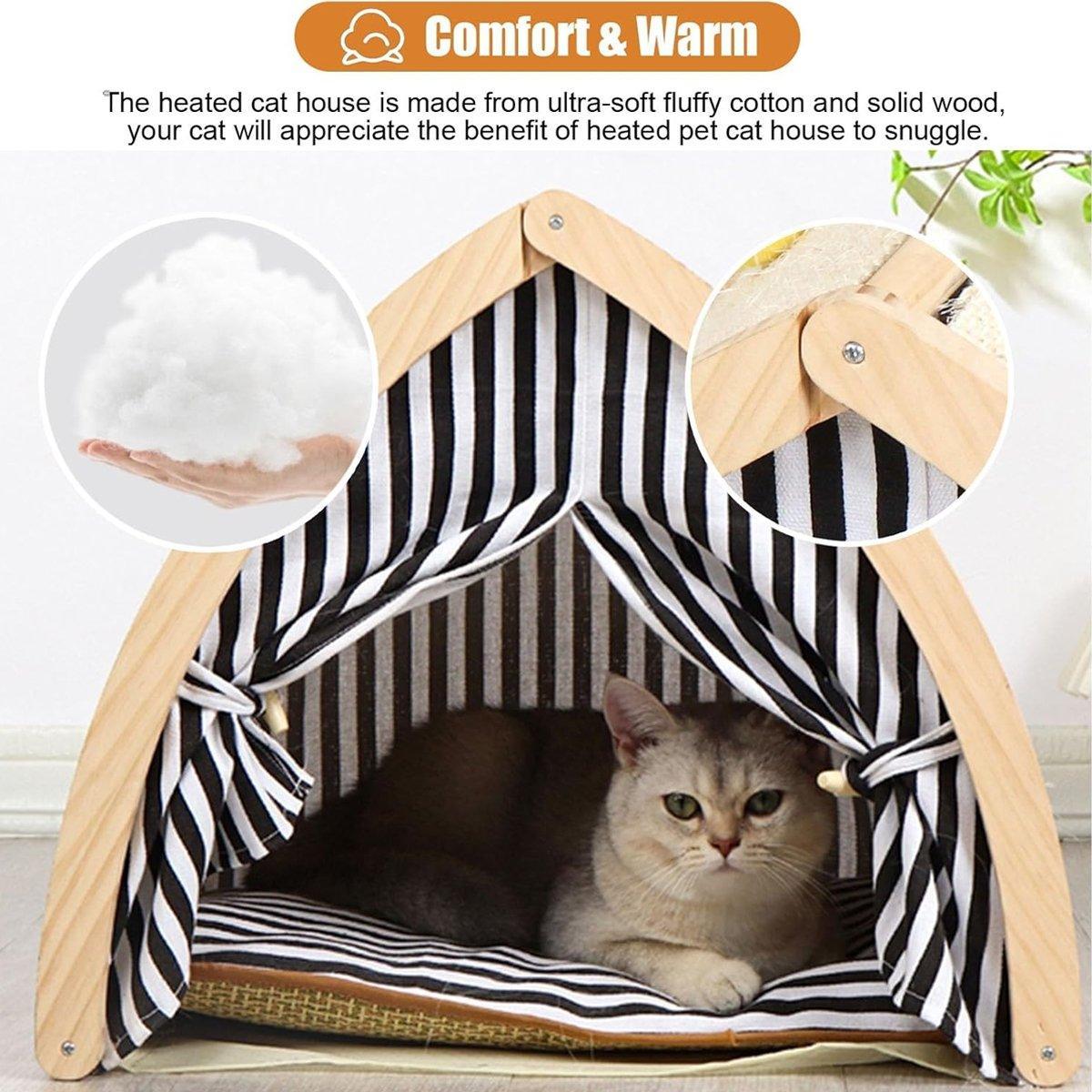 Foldable Cat House Tent Pet Villa Indoor Cat Shelter with Cushion Cat Litter Bed