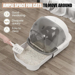 Cat Litter Box Oversized Fully Closed Cat Toilet Odor-proof