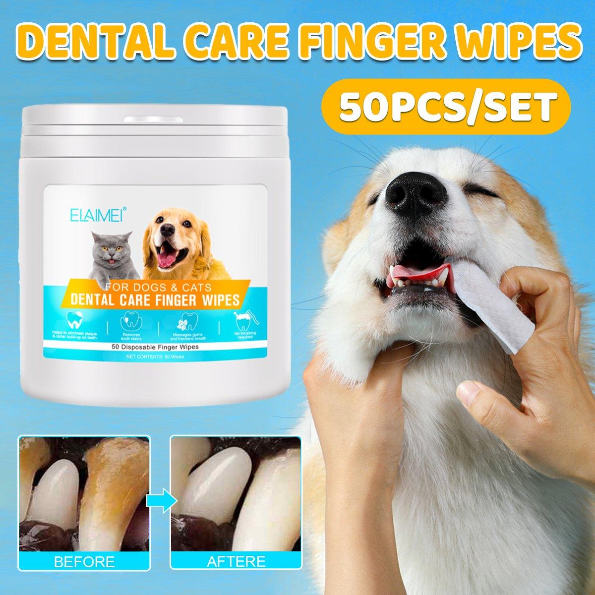 50pcs Pet Teeth Cleaning Finger Wipes