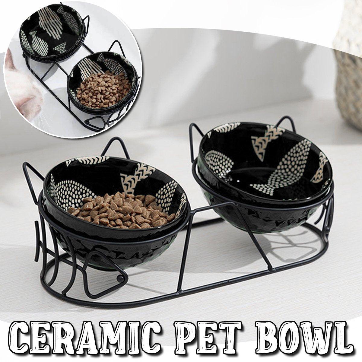 Pet Cat Bowl Ceramic Double Bowl