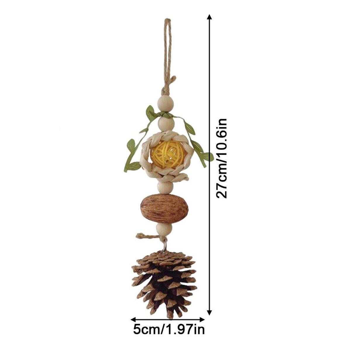 Parrot Chew Toys Bird Cage Accessories Hanging Pinecone Rattan Ball